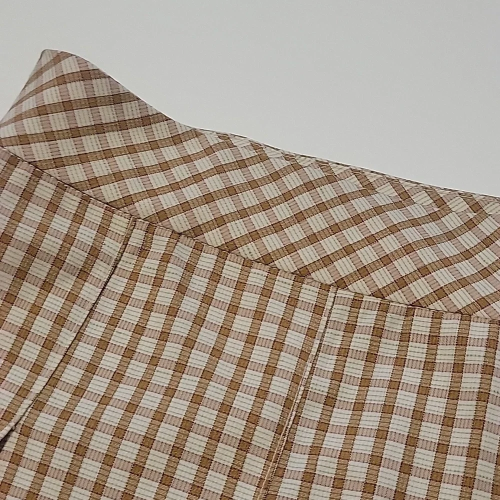 Elodie Checkered Plaid Tan Pleated Mini Skirt